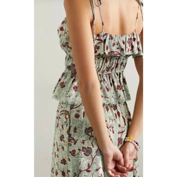 ULLA JOHNSON Luella Ruffled Floral-print Broderie Anglaise Silk Camisole - Picture 3 of 8